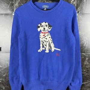 Polo Ralph Lauren Boy's Dalmatian Intarsia Dog Knit Sweater XL (Women's Small)